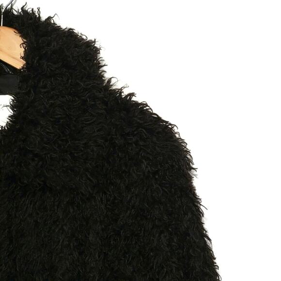 ZARA WOMAN Faux Fur Teddy Bomber Jacket Black Crop Coat Fall Winter Layering S - Picture 5 of 16